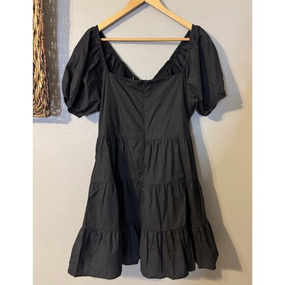 Spring & Mercer Black Puff Sleeve Babydoll Dress Extra Large XL Cotton NWT - Picture 9 of 13